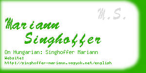 mariann singhoffer business card